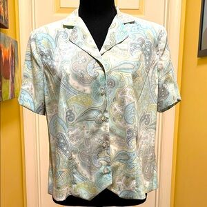 Alfred Dunner Pastel Paisley Button Down Shirt